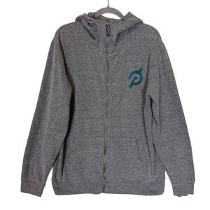 Peloton Hoodie Mens Large Gray Full Zip Fleece Graphic Logo Jacket Back